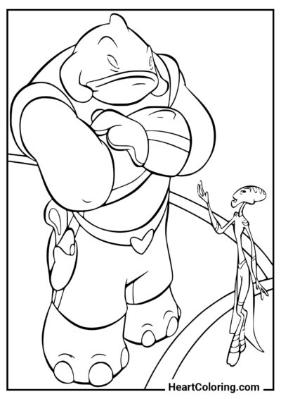 Gantu y el extraterrestre - Dibujos de Lilo y Stitch para Colorear