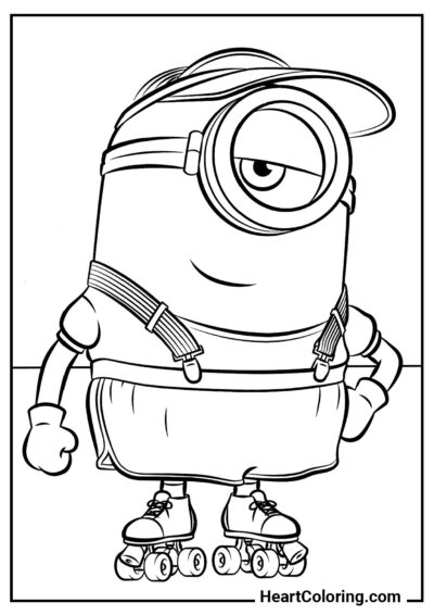 Stuart de patins - Desenhos de Minions para Colorir