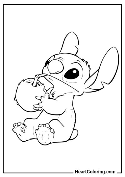 Leche de coco - Dibujos de Lilo y Stitch para Colorear