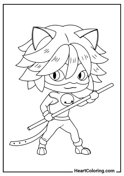 Chibi Cat Noir - Desenhos do Ladybug para Colorir