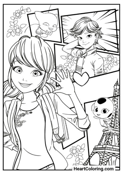 Cartão Postal - Desenhos do Ladybug para Colorir