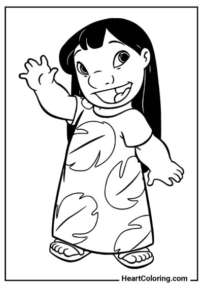 Lilo Amigable - Dibujos de Lilo y Stitch para Colorear