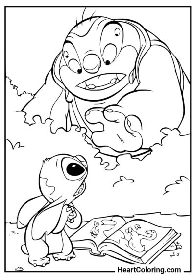 Stitch y Jumba Jookiba - Dibujos de Lilo y Stitch para Colorear