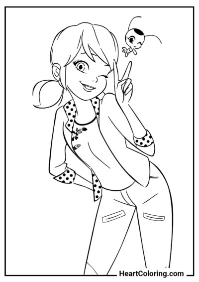 Marinette Piscando - Desenhos do Ladybug para Colorir