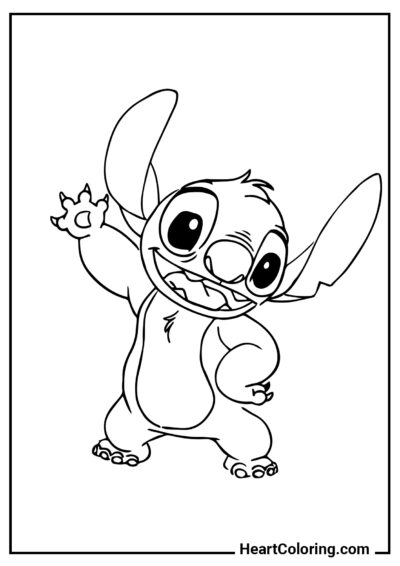 Saludo de Stitch - Dibujos de Lilo y Stitch para Colorear