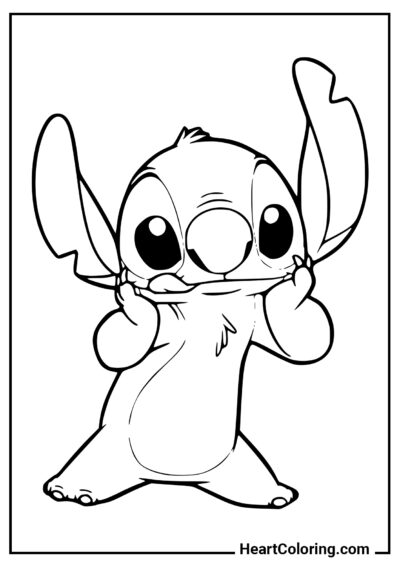 Stitch Pensativo - Dibujos de Lilo y Stitch para Colorear