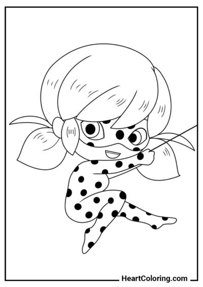 Chibi Ladybug com Yo-Yo - Desenhos do Ladybug para Colorir