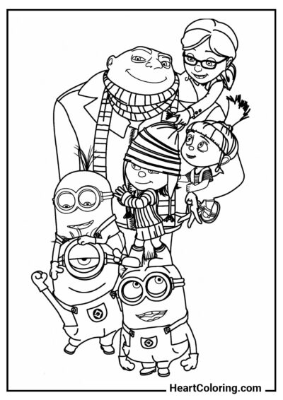 Foto de família - Desenhos de Minions para Colorir