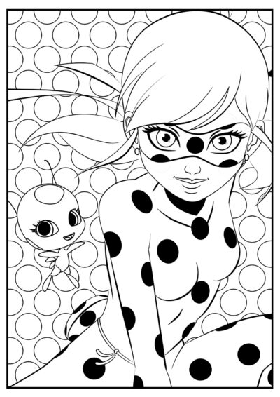 Ladybug e seu Kwami - Desenhos do Ladybug para Colorir