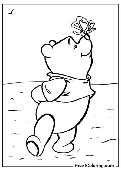 Winnie the Pooh e la farfalla - Disegni di Winnie The Pooh da Colorare