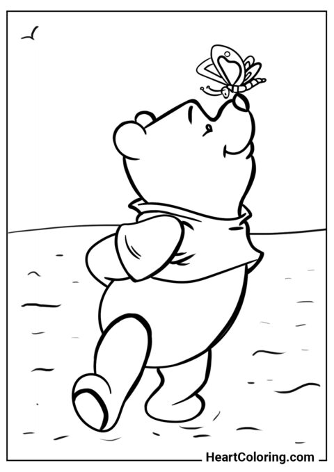 Winnie the Pooh e la farfalla - Disegni di Winnie The Pooh da Colorare