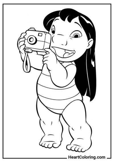 Lilo con una cámara - Dibujos de Lilo y Stitch para Colorear