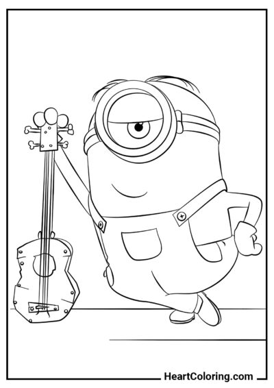 Stuart e seu ukulele - Desenhos de Minions para Colorir