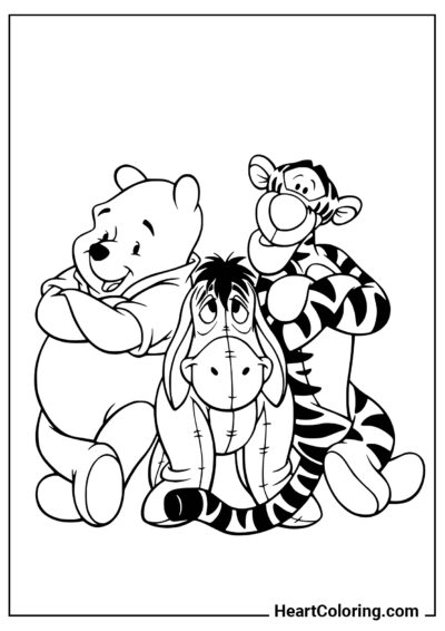 Winnie the Pooh, Tigger e Ih-Oh - Disegni di Winnie The Pooh da Colorare