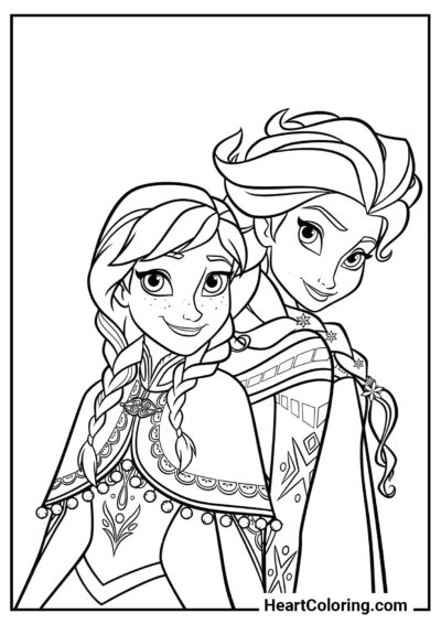 Irmãs incríveis - Desenhos de Frozen para Colorir