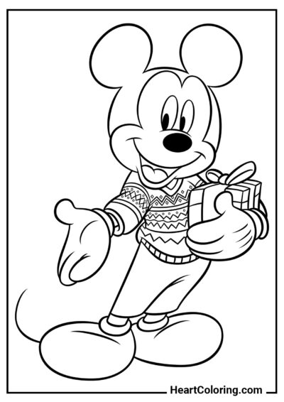 Regali di Natale - Disegni di Topolino da Colorare