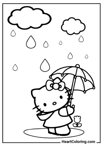 Tempo inclemente - Disegni di Hello Kitty da Colorare