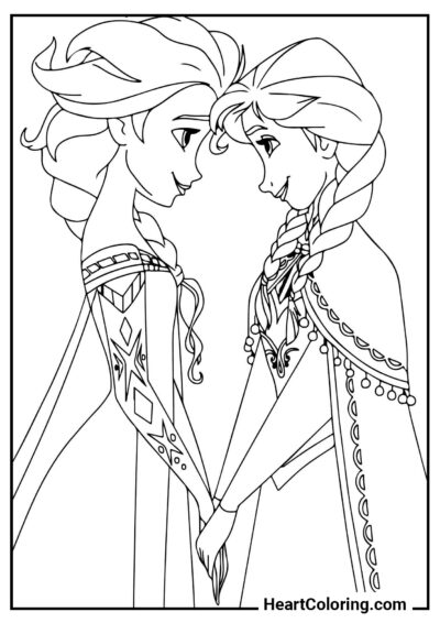 Belas irmãs - Desenhos de Frozen para Colorir