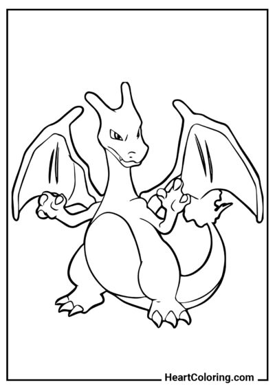 Charizard Serio - Dibujos de Pokémon para Colorear