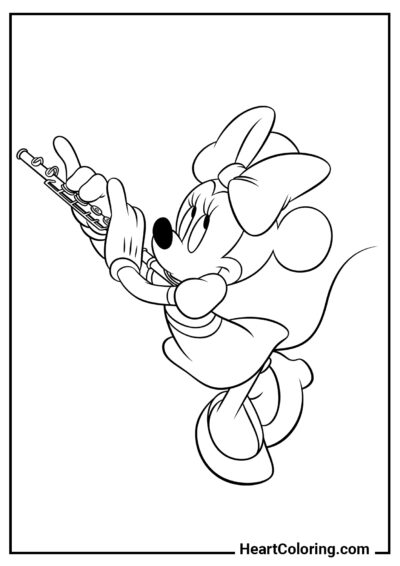 Minnie con un flauto - Disegni di Topolino da Colorare