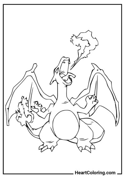 Charizard que lanza fuego - Dibujos de Pokémon para Colorear