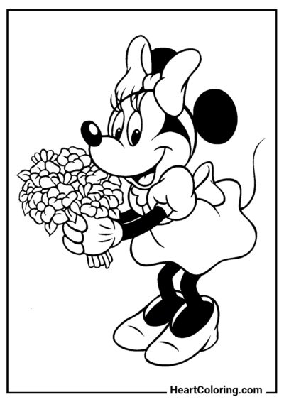 Minnie con un bouquet - Disegni di Topolino da Colorare