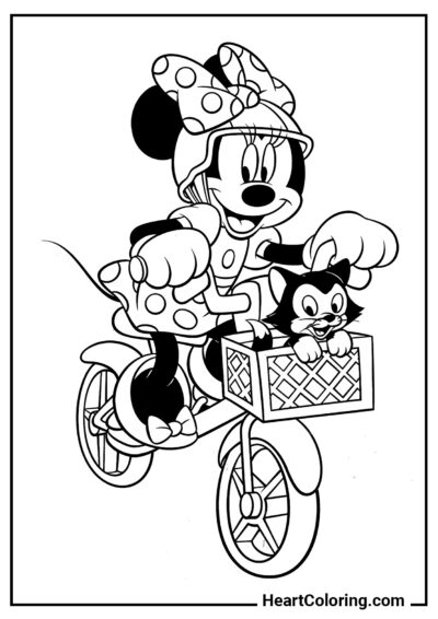 Minnie in Bicicletta - Disegni di Topolino da Colorare