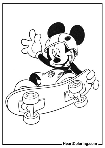 Mickey sullo Skateboard - Disegni di Topolino da Colorare