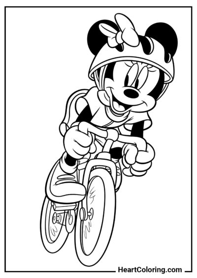 Gara in Bicicletta di Minnie - Disegni di Topolino da Colorare