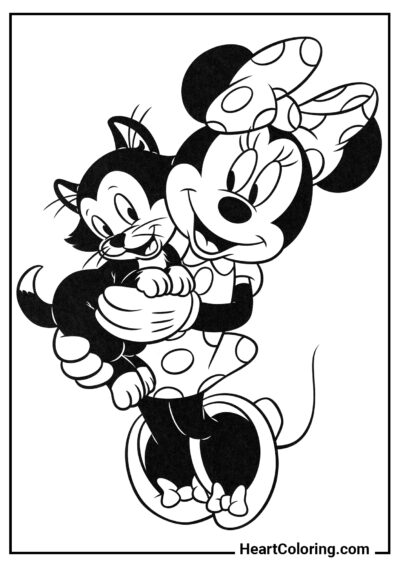 Minnie e Figaro - Disegni di Topolino da Colorare