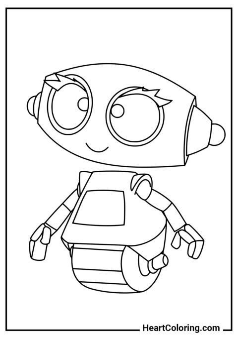 Lindo robot con pestañas largas - Dibujos de Robots para Colorear