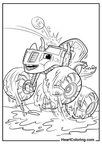 Zeg Feliz na lama - Desenhos do Blaze and the  Monster Machines para Colorir