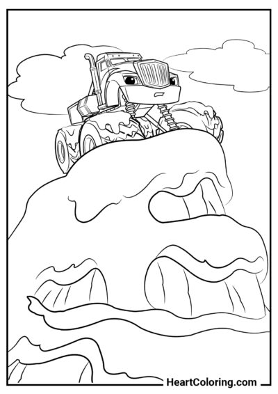 Crusher no topo da montanha - Desenhos do Blaze and the  Monster Machines para Colorir