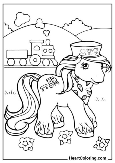 Pônei com Chapéu - Desenhos de Cavalos para Colorir