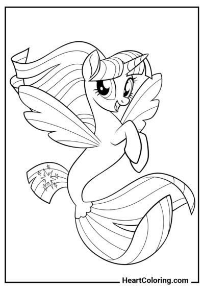 Twilight Sparkle como uma Sereia - Desenhos do My Little Pony para Colorir