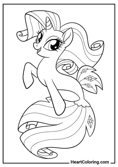 Pequena Sereia Rarity - Desenhos do My Little Pony para Colorir