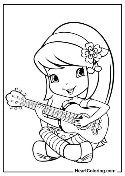 Ragazza con una chitarra - Disegni da Colorare per Ragazze