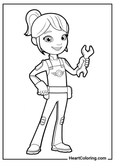 Gabby avec une clé - Coloriage Blaze et les Monsters Machines