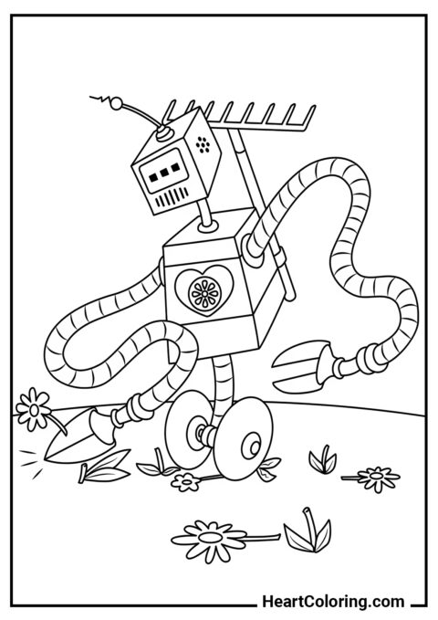 Robot jardinero - Dibujos de Robots para Colorear