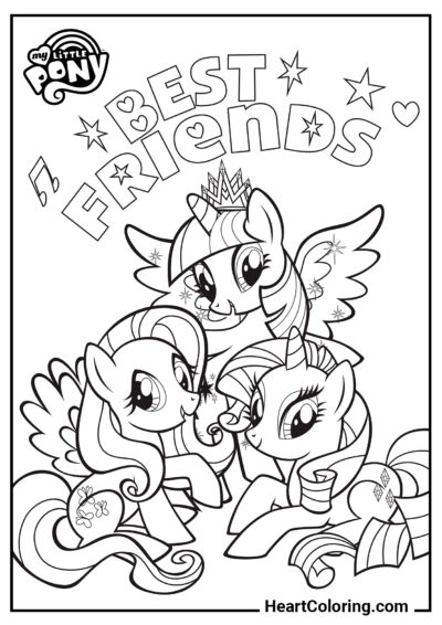 Melhores amigas - Desenhos do My Little Pony para Colorir