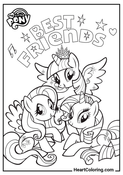 Melhores amigas - Desenhos do My Little Pony para Colorir