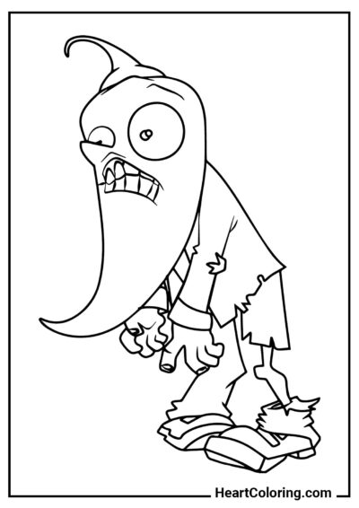 Zumbi de Jalapeño - Desenhos de Plants vs. Zombies para Colorir