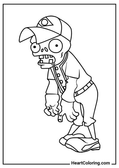 Zumbi de Beisebol - Desenhos de Plants vs. Zombies para Colorir