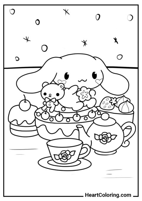 Fiesta del té - Dibujos de Cinnamoroll para Colorear