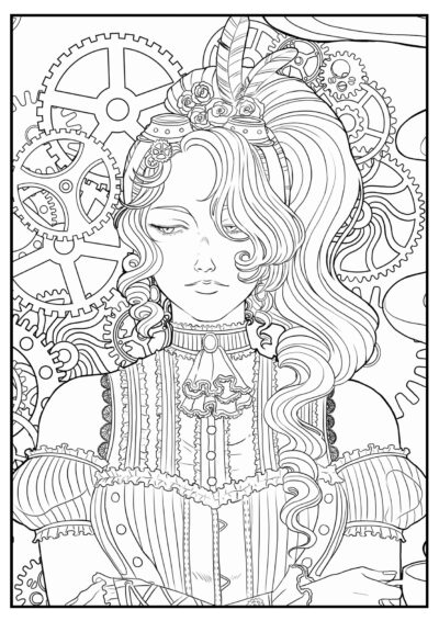 Ragazza steampunk - Disegni da Colorare per Adulti