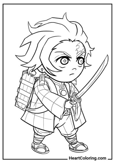 Chibi Tanjiro - Dibujos de Demon Slayer para Colorear