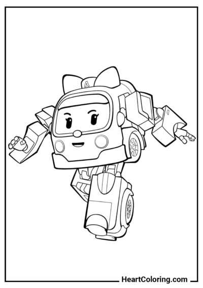 Amber ao resgate - Desenhos de Robocar Poli para Colorir