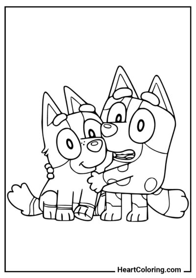 Bluey and Bingo - Bluey Coloring Pages