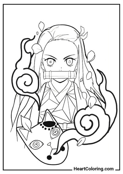 Nezuko Seria - Dibujos de Demon Slayer para Colorear