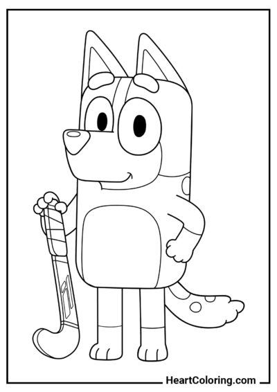 Bluey hockey player - Bluey Coloring Pages